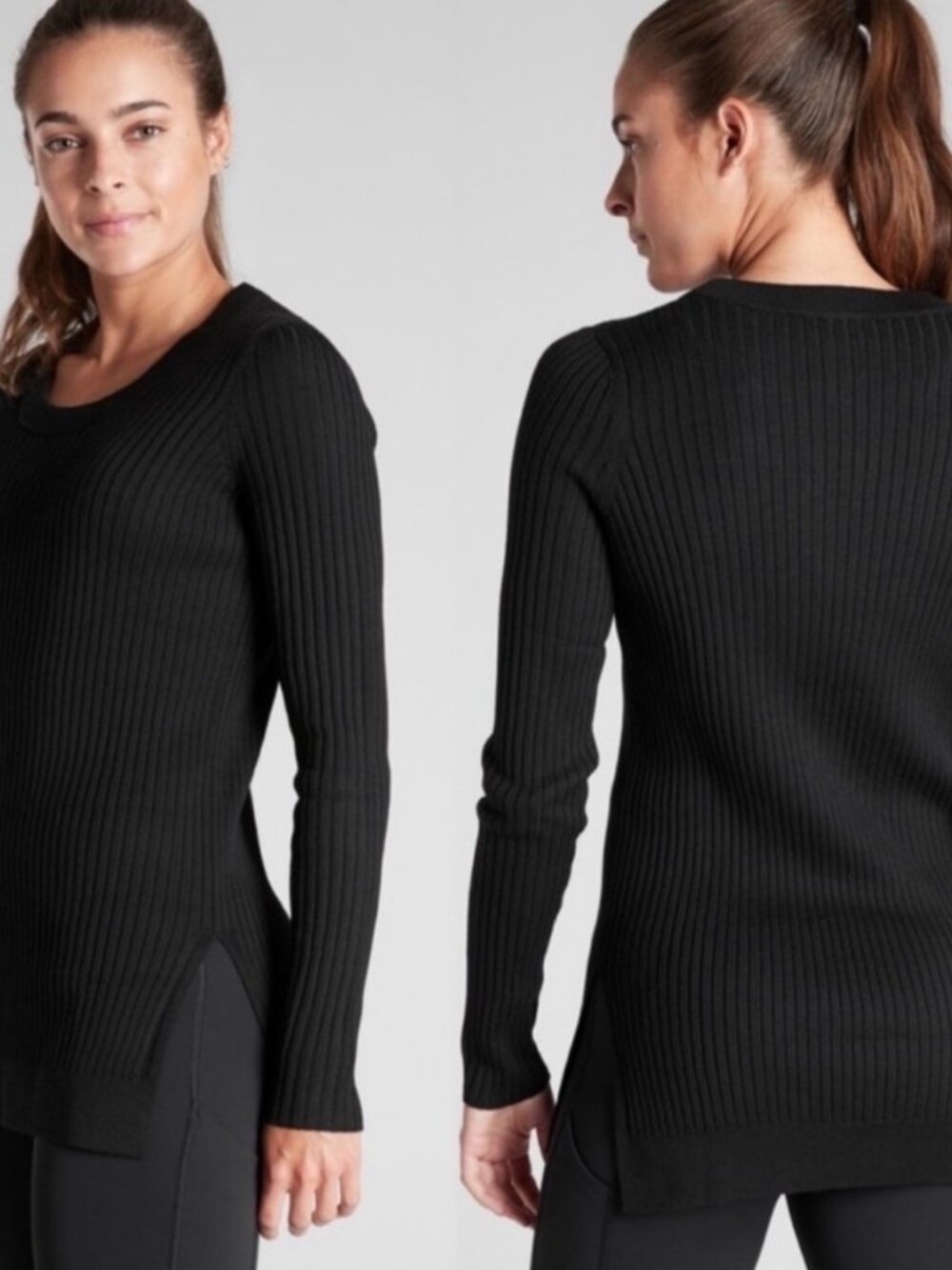 Athleta Small Lincoln Park Ribbed Scoop Neck Fitted Sweater EUC